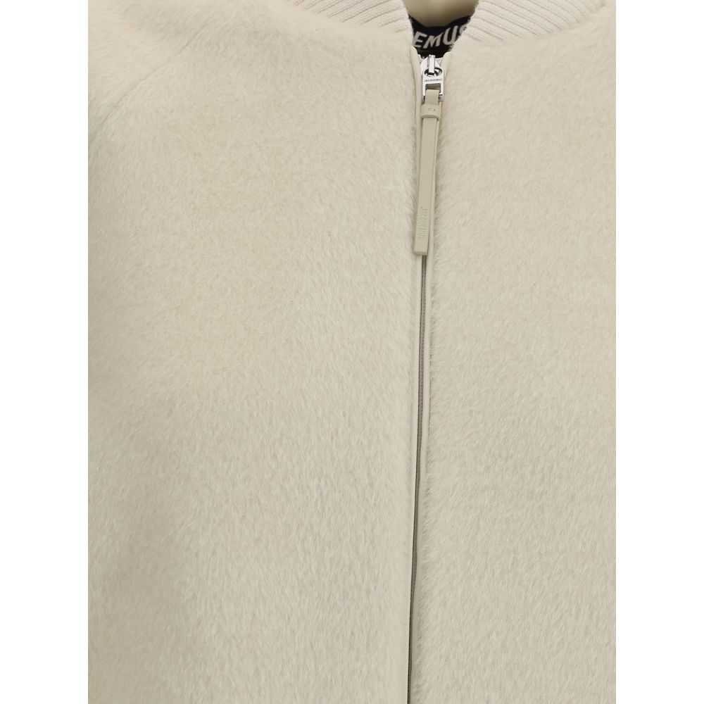 Jacquemus The Le Blouson Pilu Jacket in white alpaca Wool Jacquemus