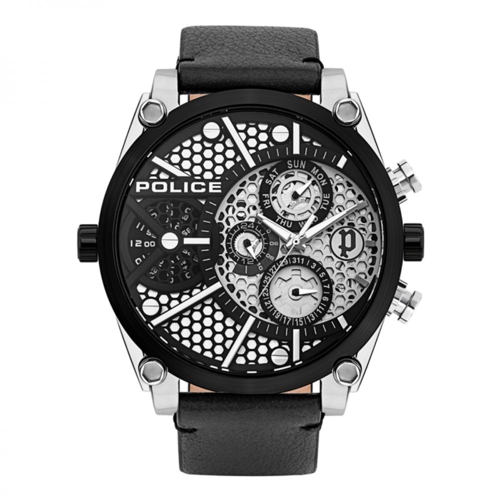 Police Black Leather Watch Police