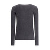 Brunello Cucinelli Long sleeve wool ribbed jersey T-shirt with shiny trim Brunello Cucinelli