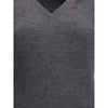 Brunello Cucinelli Long sleeve wool ribbed jersey T-shirt with shiny trim Brunello Cucinelli