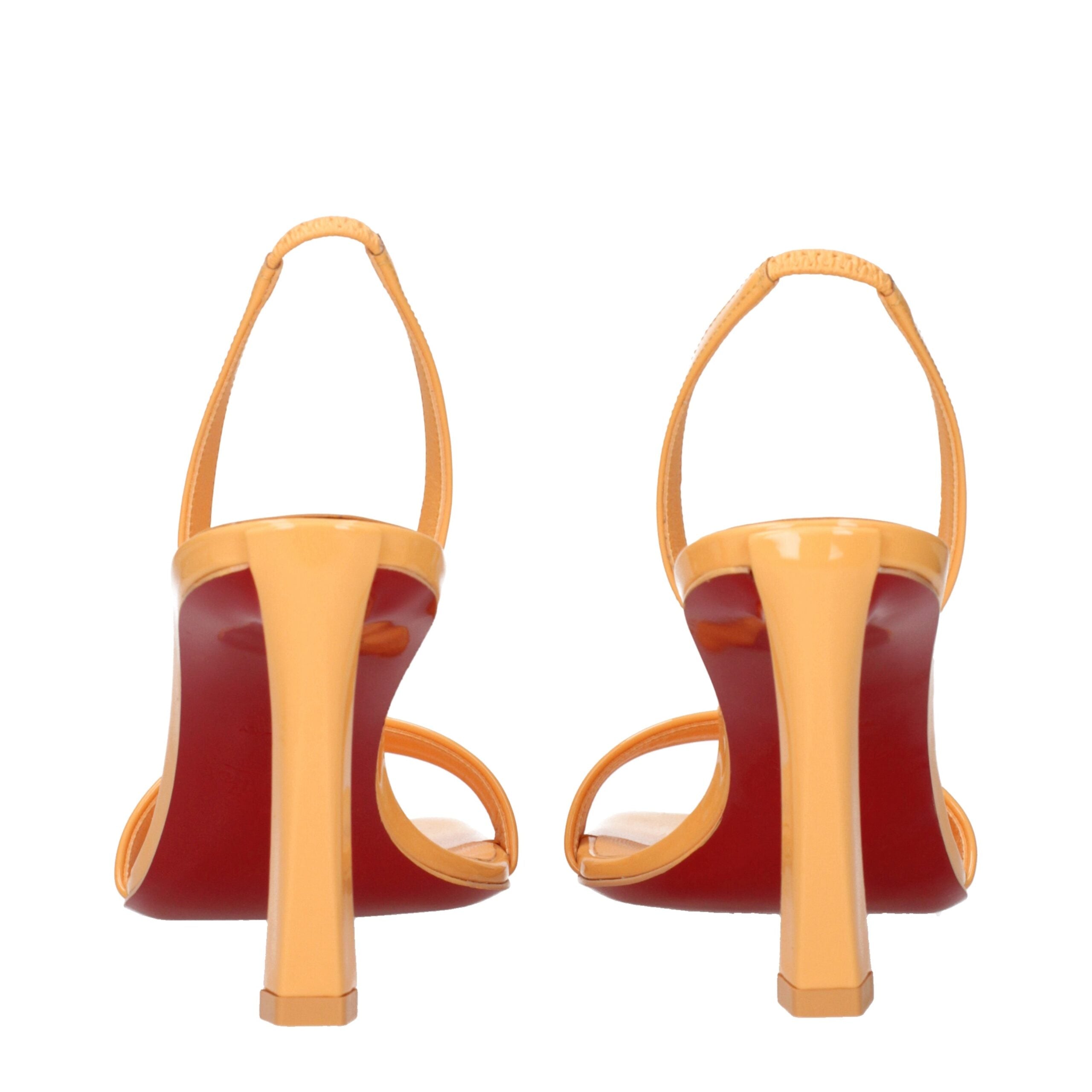 Christian Louboutin Orange Leather Stiletto Heels Sandals Christian Louboutin