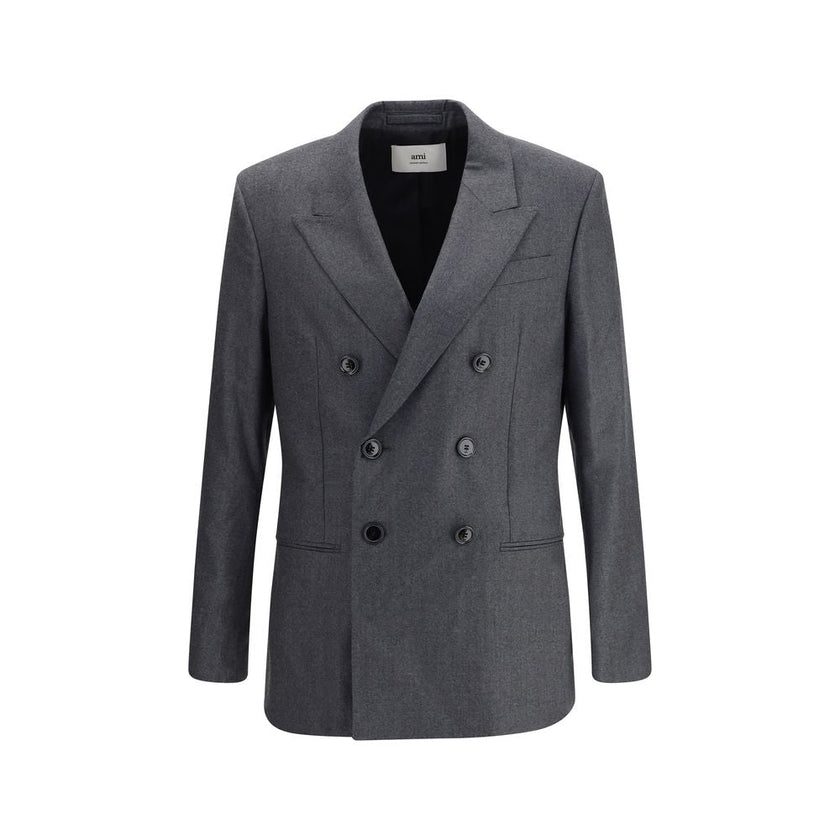 Ami Paris Gray Fleece Wool Blazer Ami Paris
