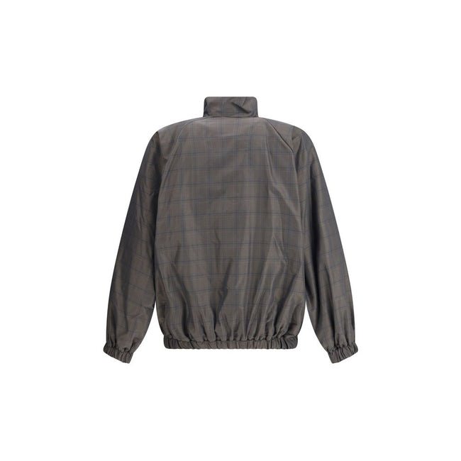 Balenciaga Zipped Jacket with Brown and Blue checked motif Balenciaga