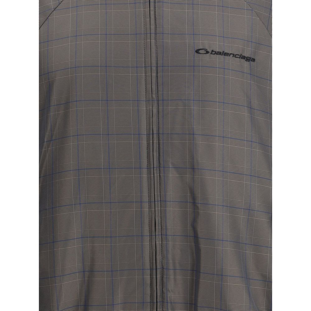 Balenciaga Zipped Jacket with Brown and Blue checked motif Balenciaga