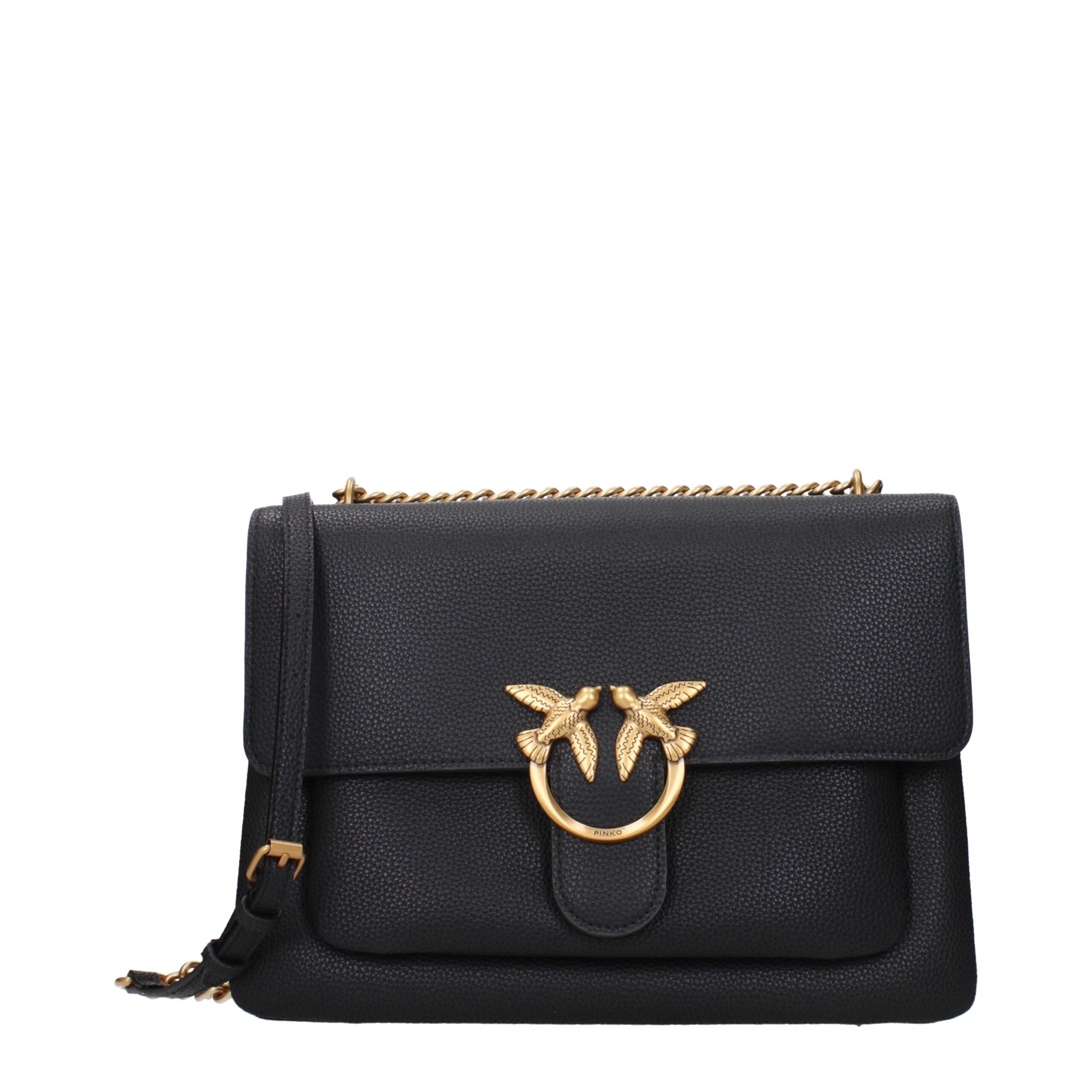 PINKO Black Leather Crossbody Bags PINKO