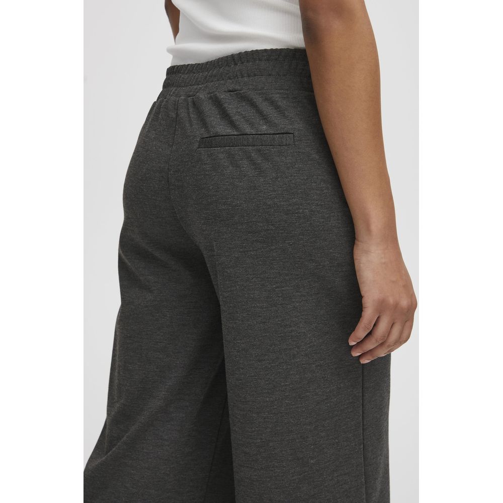 ICHI Gray Recycled Polyester Pant ICHI