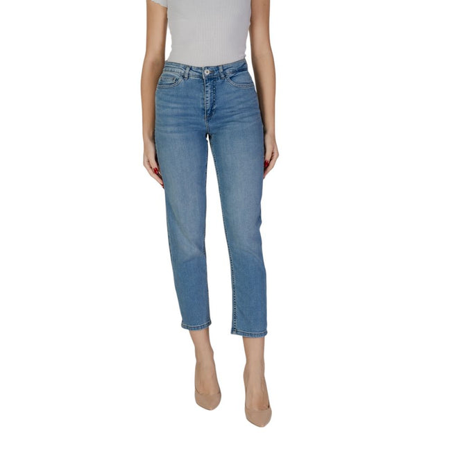 ICHI Light Blue Cotton Mom Jean ICHI