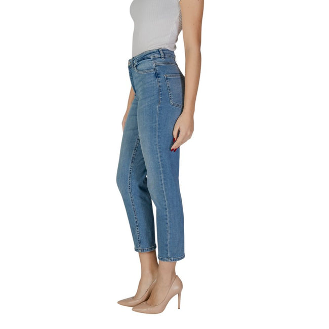 ICHI Light Blue Cotton Mom Jean ICHI