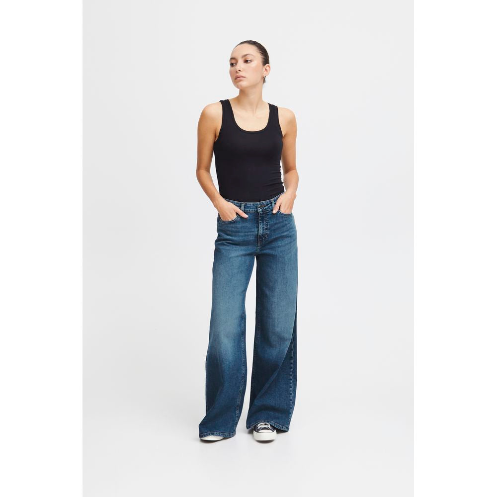 ICHI Blue Cotton Bootcut Jean ICHI