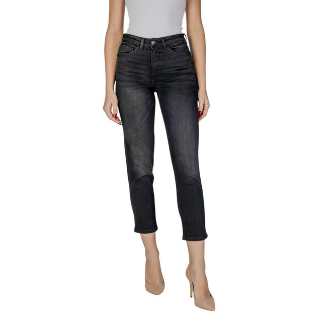 ICHI Black Cotton Mom Jean ICHI