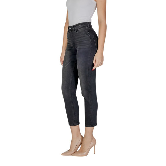ICHI Black Cotton Mom Jean ICHI