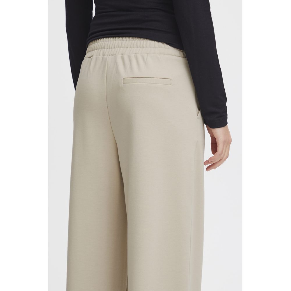 ICHI Beige Recycled Polyurethane Pant ICHI