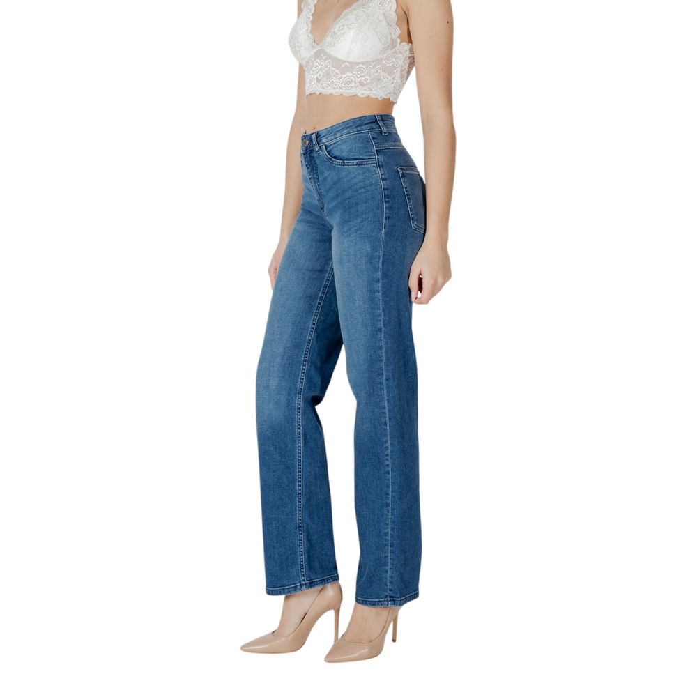 ICHI Blue Cotton Relaxed Fit Jean ICHI