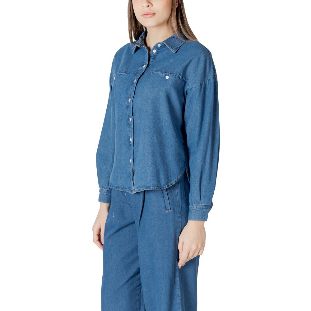 ICHI Blue Cotton Shirt ICHI