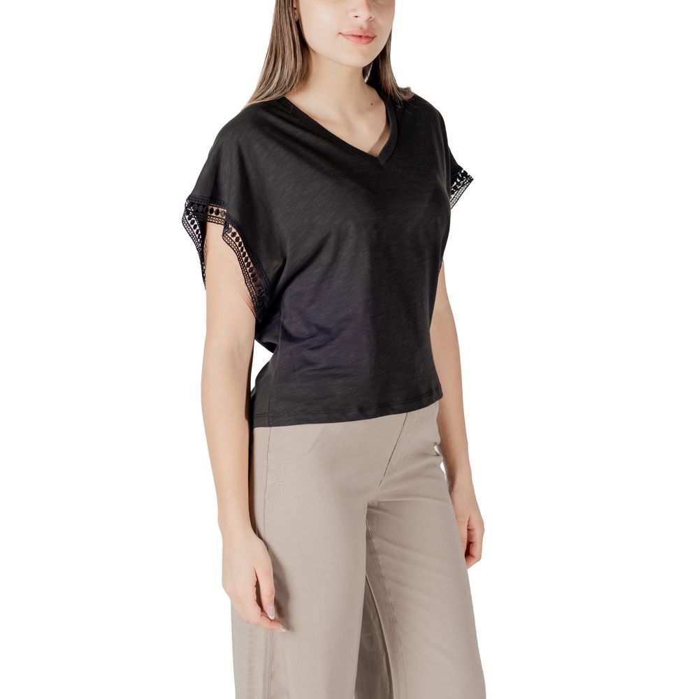 ICHI Black Cotton T-Shirt ICHI