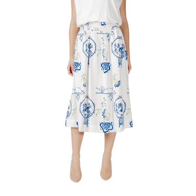ICHI White Viscose Skirt ICHI