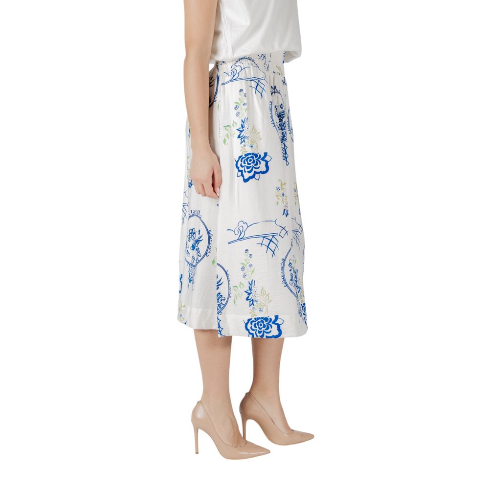 ICHI White Viscose Skirt ICHI