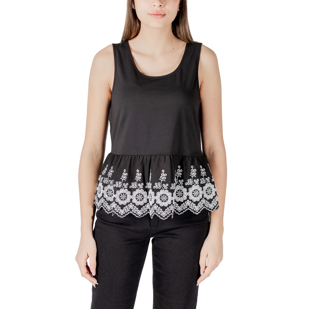 ICHI Black Cotton Tank Top ICHI