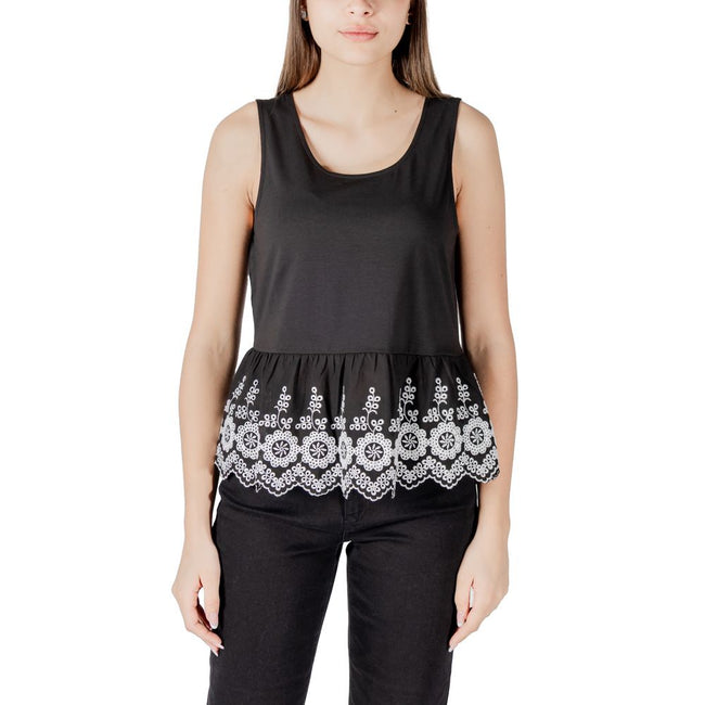 ICHI Black Cotton Tank Top ICHI