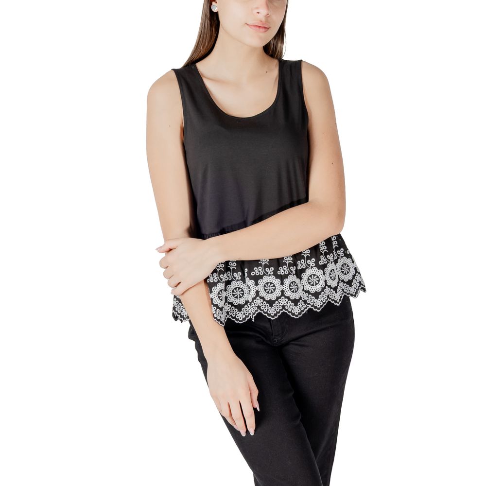 ICHI Black Cotton Tank Top ICHI