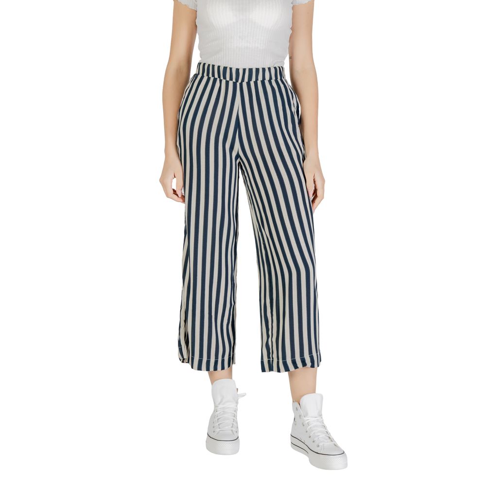 ICHI Blue Viscose Cropped Pant ICHI