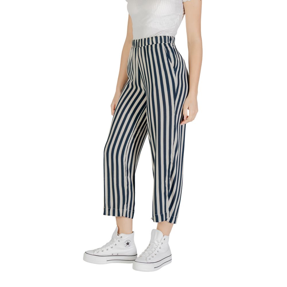 ICHI Blue Viscose Cropped Pant ICHI