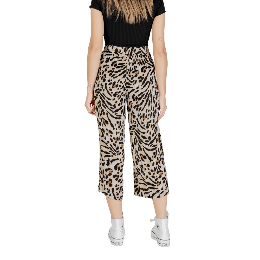 ICHI Beige Viscose Cropped Pant ICHI