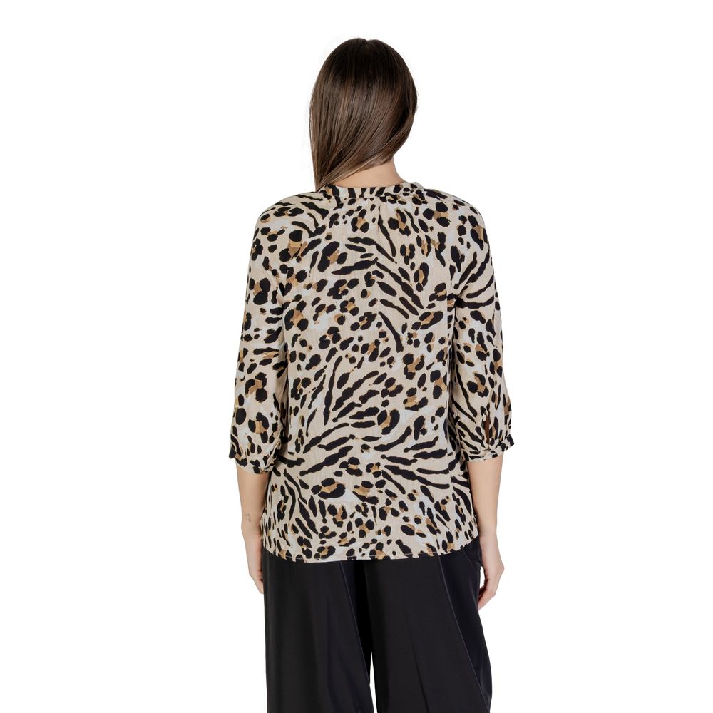 ICHI Beige Viscose Blouse ICHI