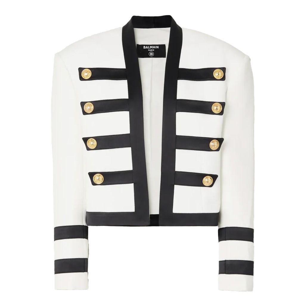 Balmain White Viscose Women Blazer Balmain