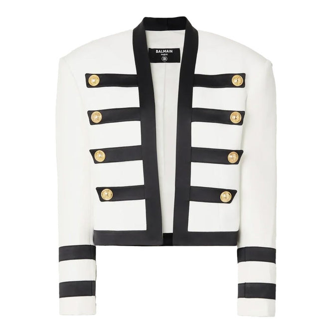 Balmain White Viscose Women Blazer Balmain