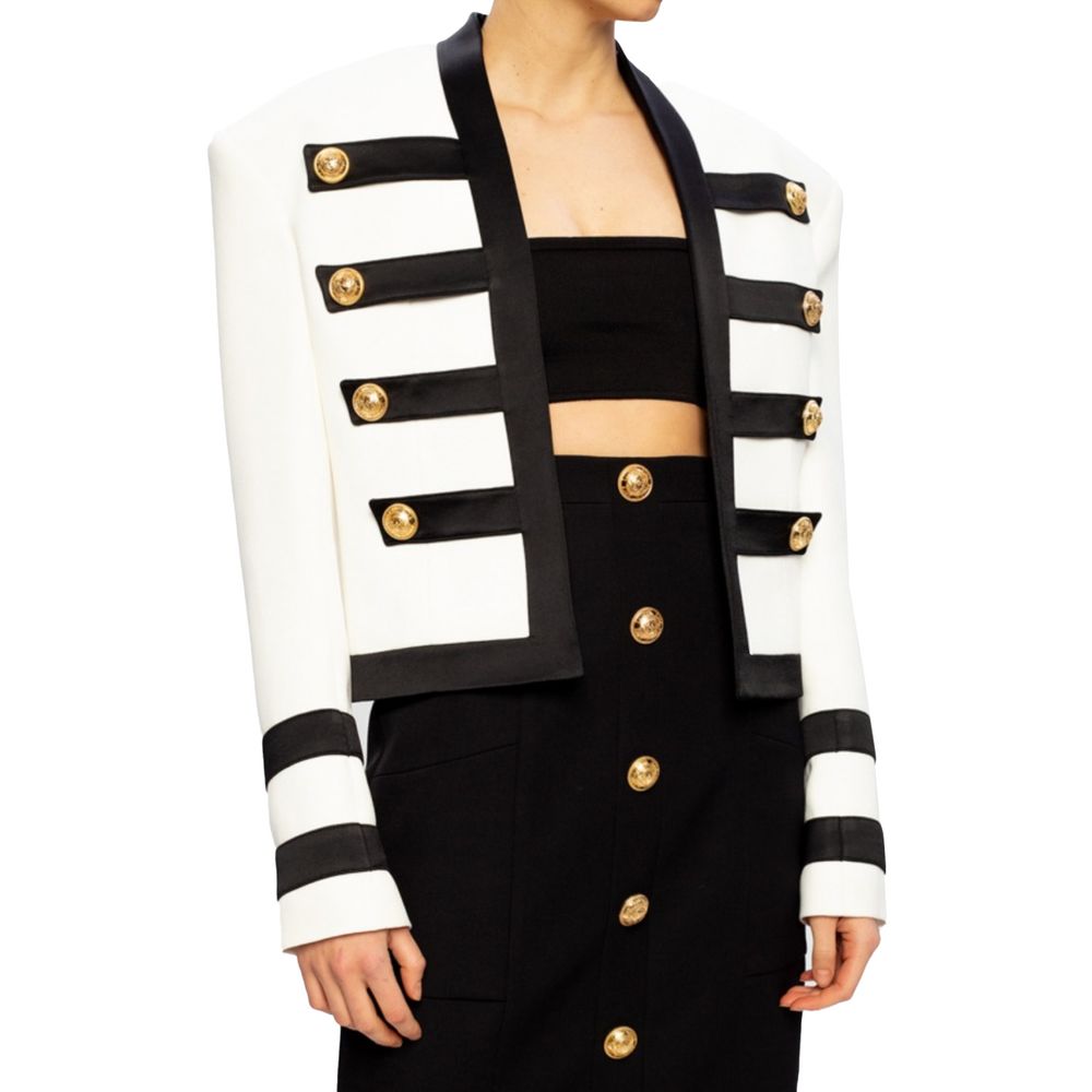 Balmain White Viscose Women Blazer Balmain