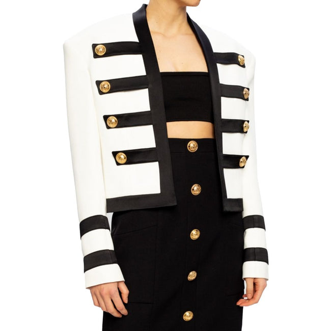 Balmain White Viscose Women Blazer Balmain