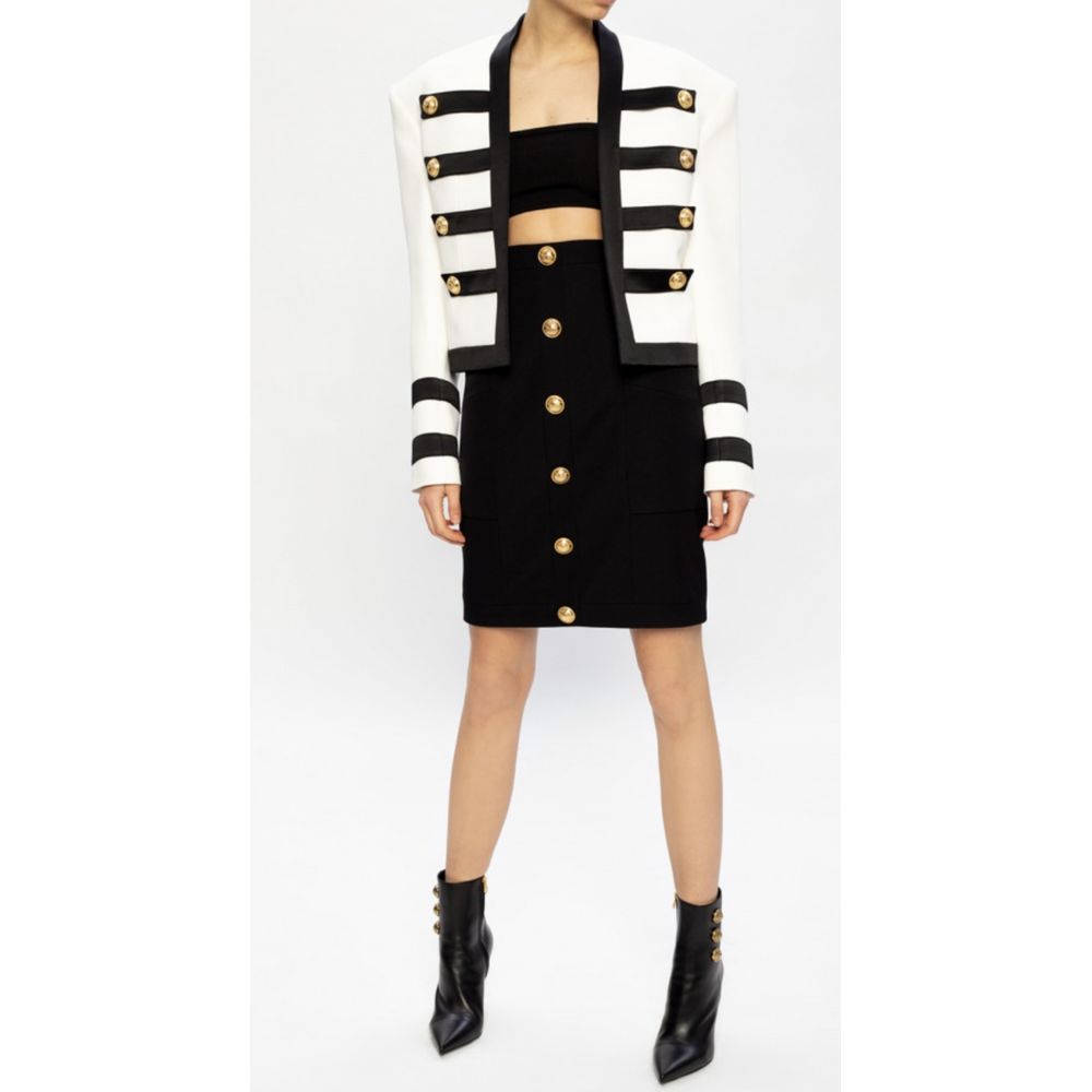 Balmain White Viscose Women Blazer Balmain