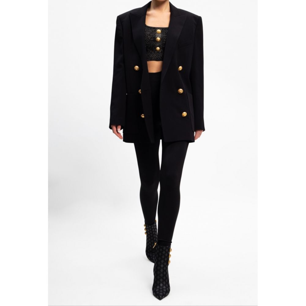 Balmain Black Viscose Women Blazer Balmain