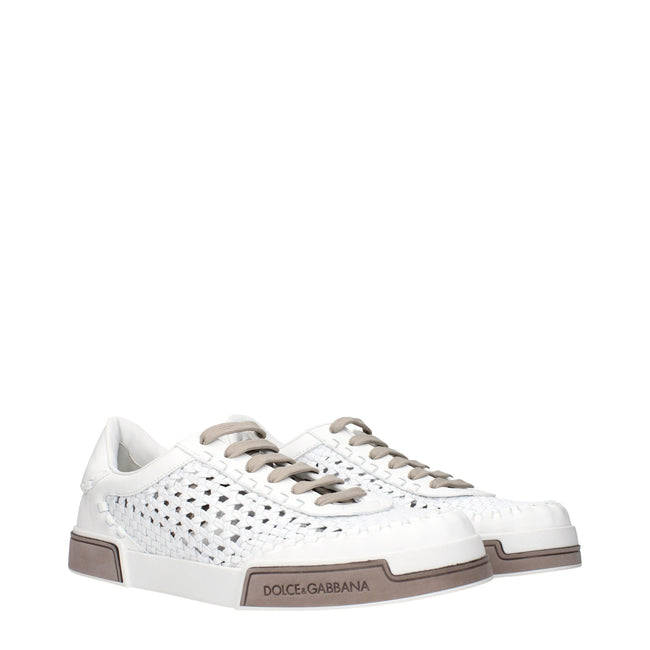 Dolce & Gabbana White Leather Low Tops Dolce & Gabbana