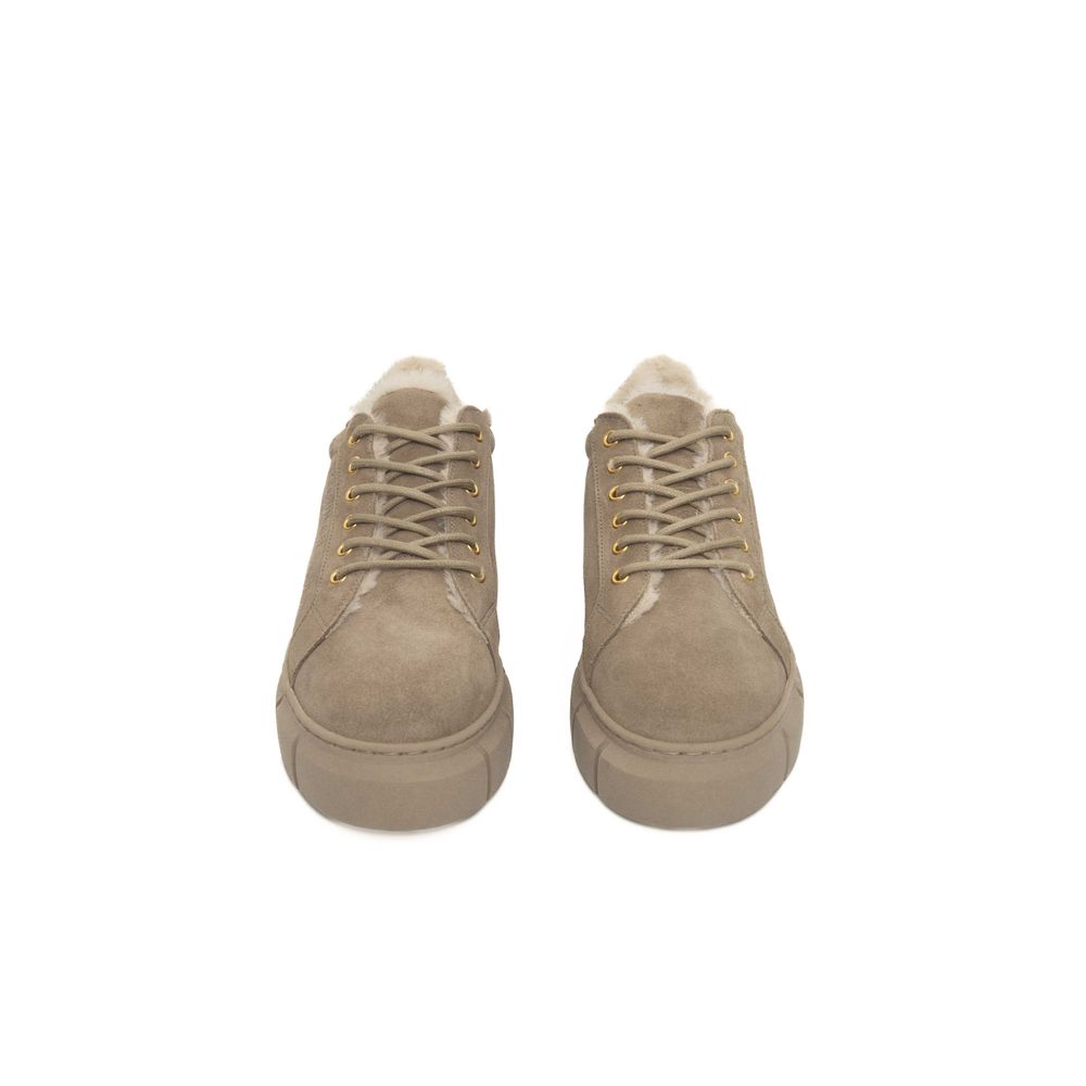Cerruti 1881 Beige Calfskin Women Platform Sneaker Cerruti 1881