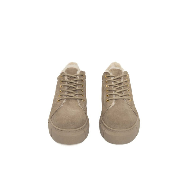 Cerruti 1881 Beige Calfskin Women Platform Sneaker Cerruti 1881
