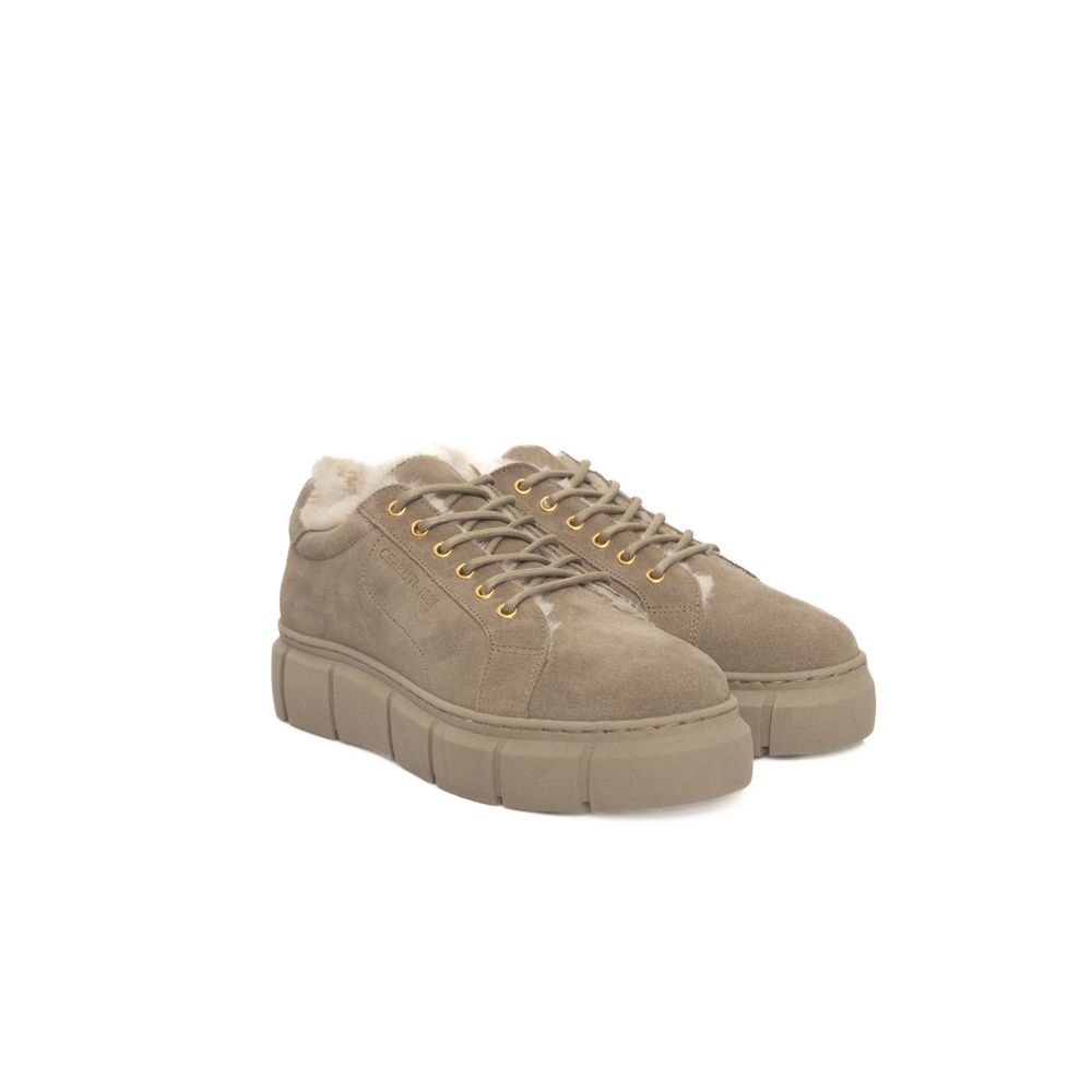 Cerruti 1881 Beige Calfskin Women Platform Sneaker Cerruti 1881