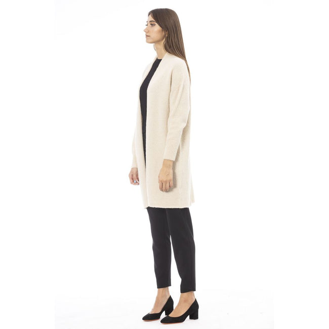 Alpha Studio White Alpaca Women Cardigan Alpha Studio