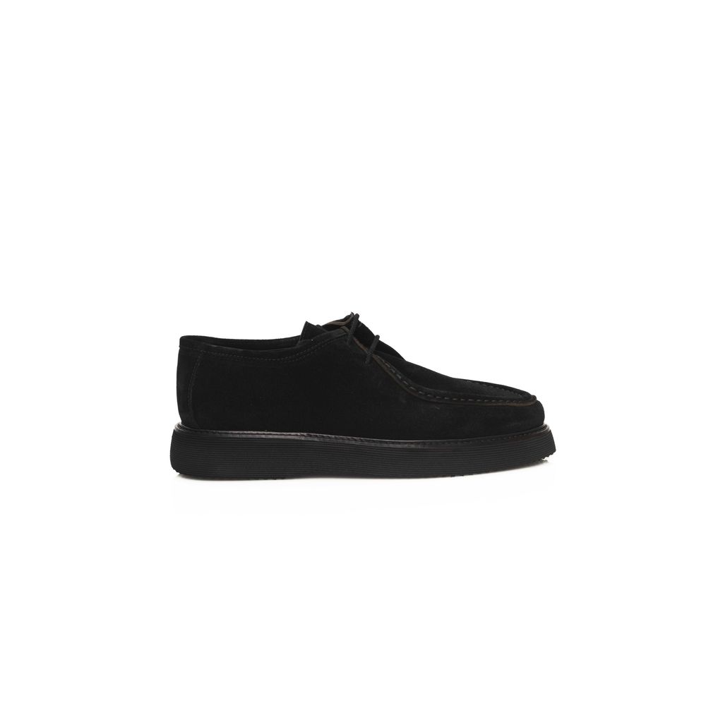 Cerruti 1881 Black Calfskin Men Derby Shoe Cerruti 1881