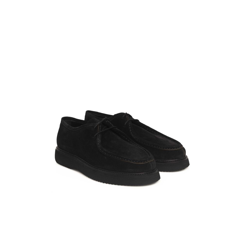 Cerruti 1881 Black Calfskin Men Derby Shoe Cerruti 1881