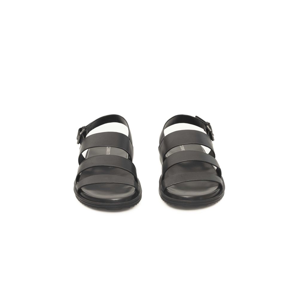 Cerruti 1881 Black Leather Men Sandal Cerruti 1881