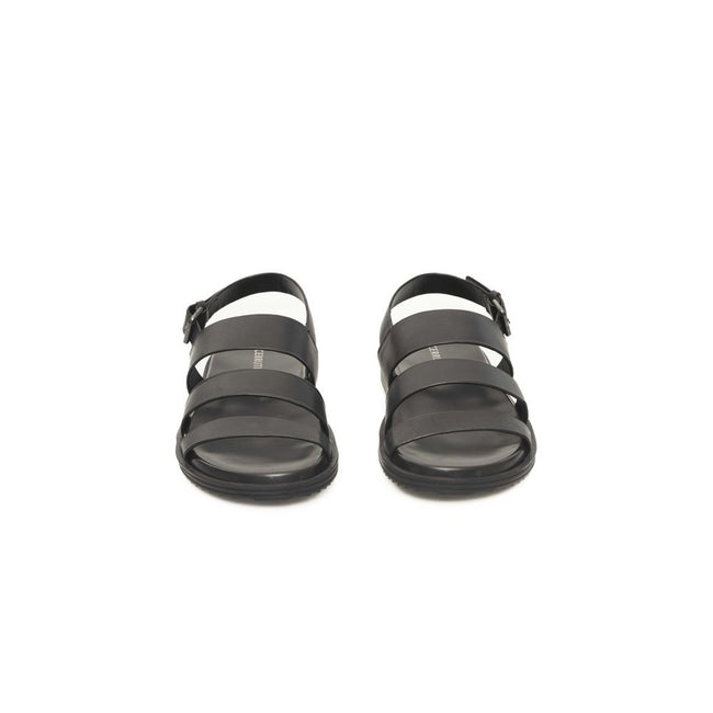 Cerruti 1881 Black Leather Men Sandal Cerruti 1881