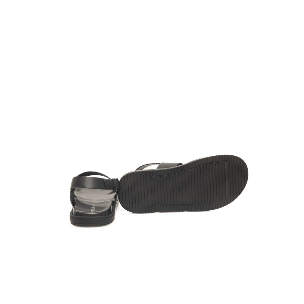 Cerruti 1881 Black Leather Men Sandal Cerruti 1881
