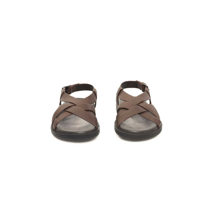 Cerruti 1881 Brown Leather Men Sandal Cerruti 1881