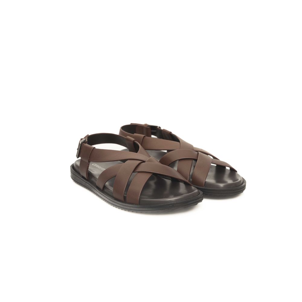 Cerruti 1881 Brown Leather Men Sandal Cerruti 1881