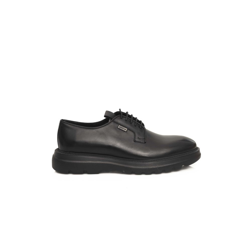 Cerruti 1881 Black Calfskin Men Derby Shoe Cerruti 1881