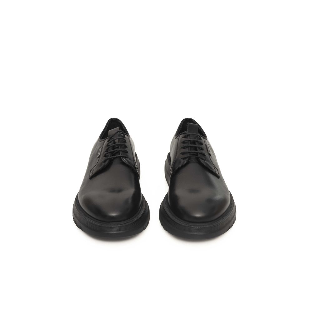 Cerruti 1881 Black Calfskin Men Derby Shoe Cerruti 1881