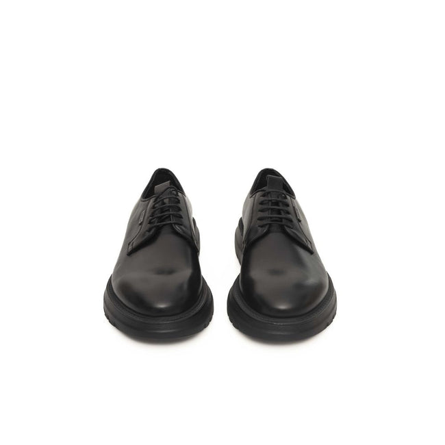 Cerruti 1881 Black Calfskin Men Derby Shoe Cerruti 1881