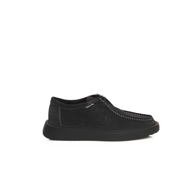 Cerruti 1881 Black Cowhide Men Derby Shoe Cerruti 1881